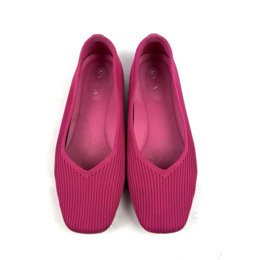 VIVAIA Margot‎ Square Toe Ballet Flat Shoes 39 Pink Fabric Womens Slip On 8 READ